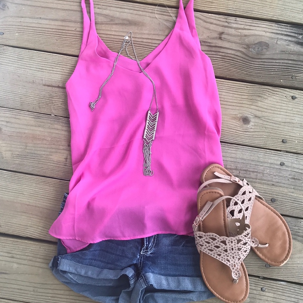 Fuchsia spaghetti strap blouse